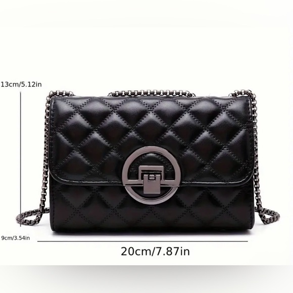 Elegant Unbranded Black Quilted Crossbody Chain Bag- NIP - Picture 9 of 12
